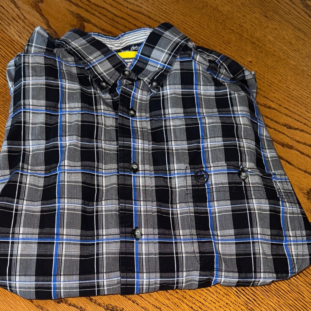 Wrangler Black and Blue Plaid Men's Shirt